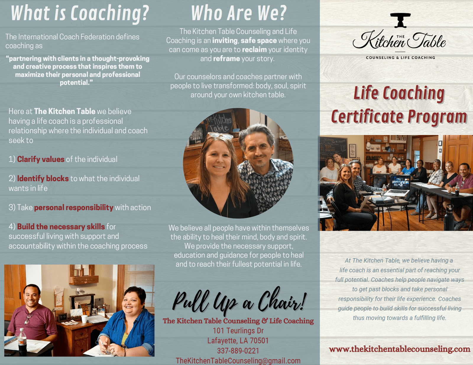 Life Coach certification brochure